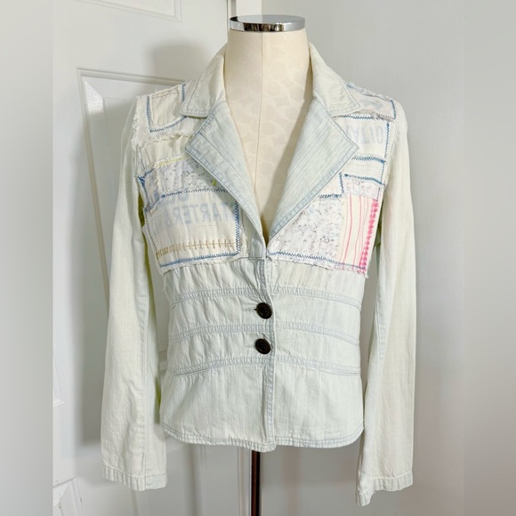 Y2K Free People Patchwork Denim Jacket - Picture 1 of 9